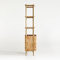 Mota Closed Burl Wood Storage Bookshelf Cabinet