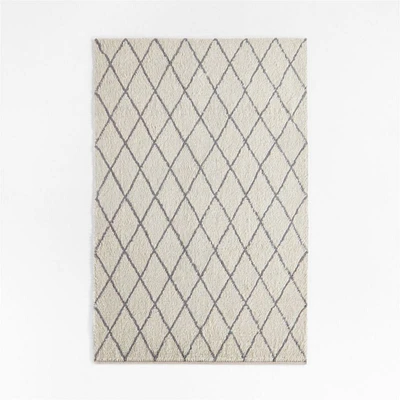 Moroccan Arlequin Diamond Wool Light Grey Kids Area Rug 5'x8'