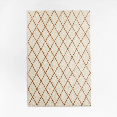Moroccan Arlequin Diamond Wool Pink Kids Area Rug 5x8