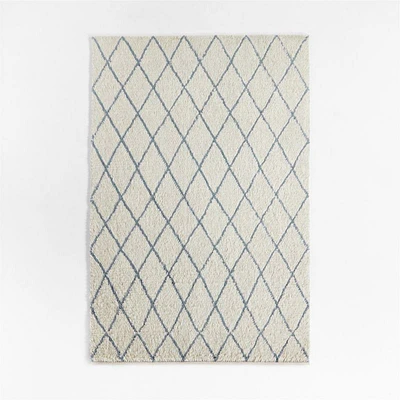 Moroccan Arlequin Diamond Wool Smoke Blue Kids Area Rug 5'x8'