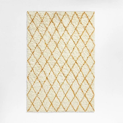 Moroccan Arlequin Diamond Wool Yellow Kids Area Rug 5'x8'