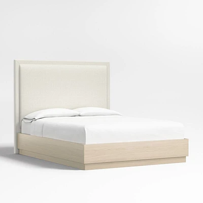 Meraux 56" Queen Upholstered Headboard with Batten Oak Bed Base