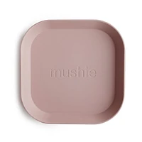 Mushie 2-Pack Blush Square Plastic Dinner Plates