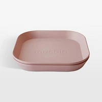 Mushie 2-Pack Blush Square Plastic Dinner Plates