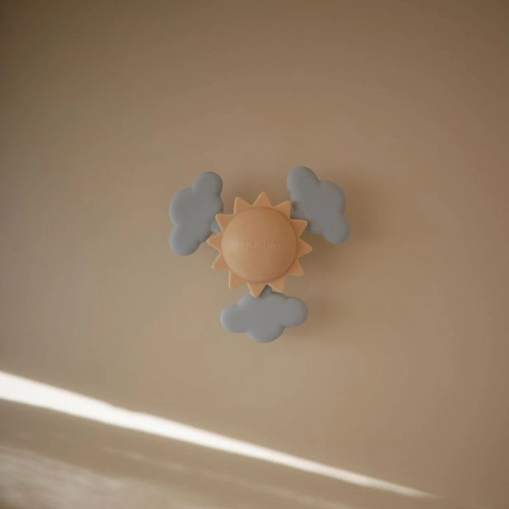 Mushie Yellow Sunshine Baby Suction Spinner Toy