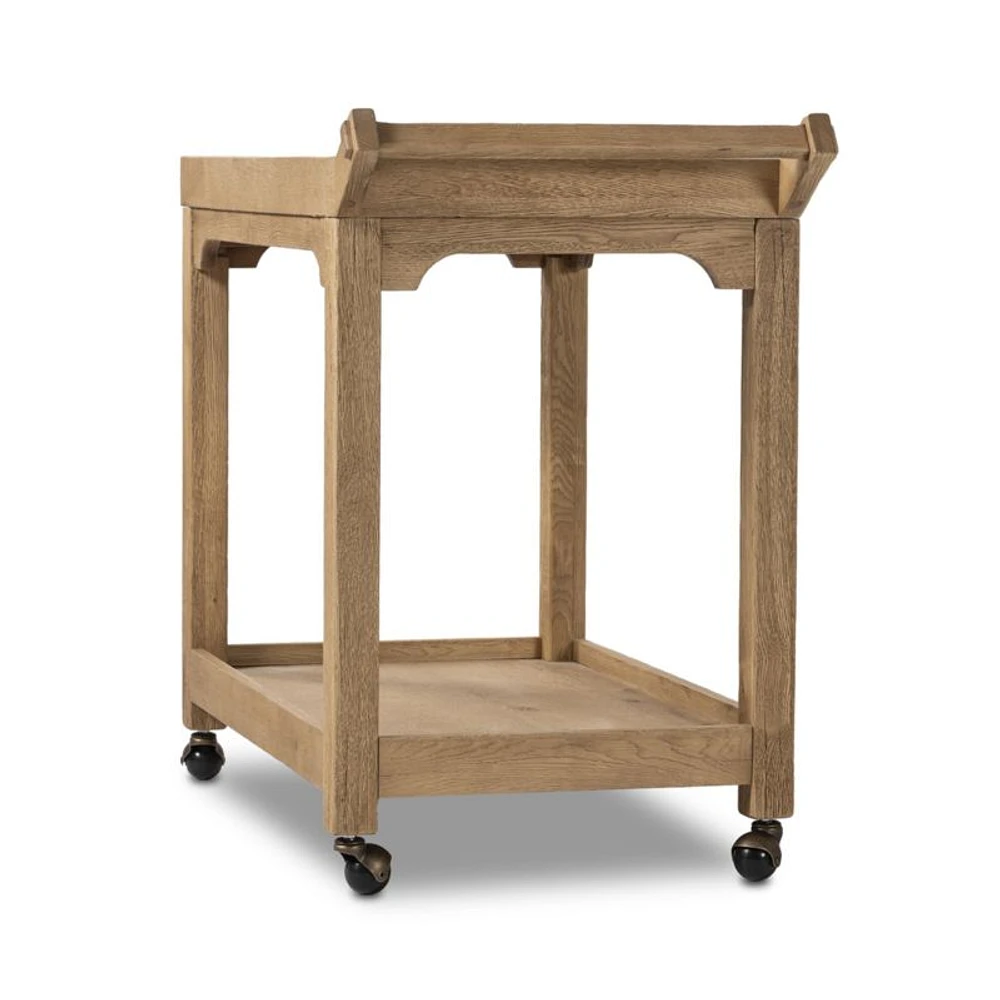 Myakka Natural Oak Wood Bar Cart