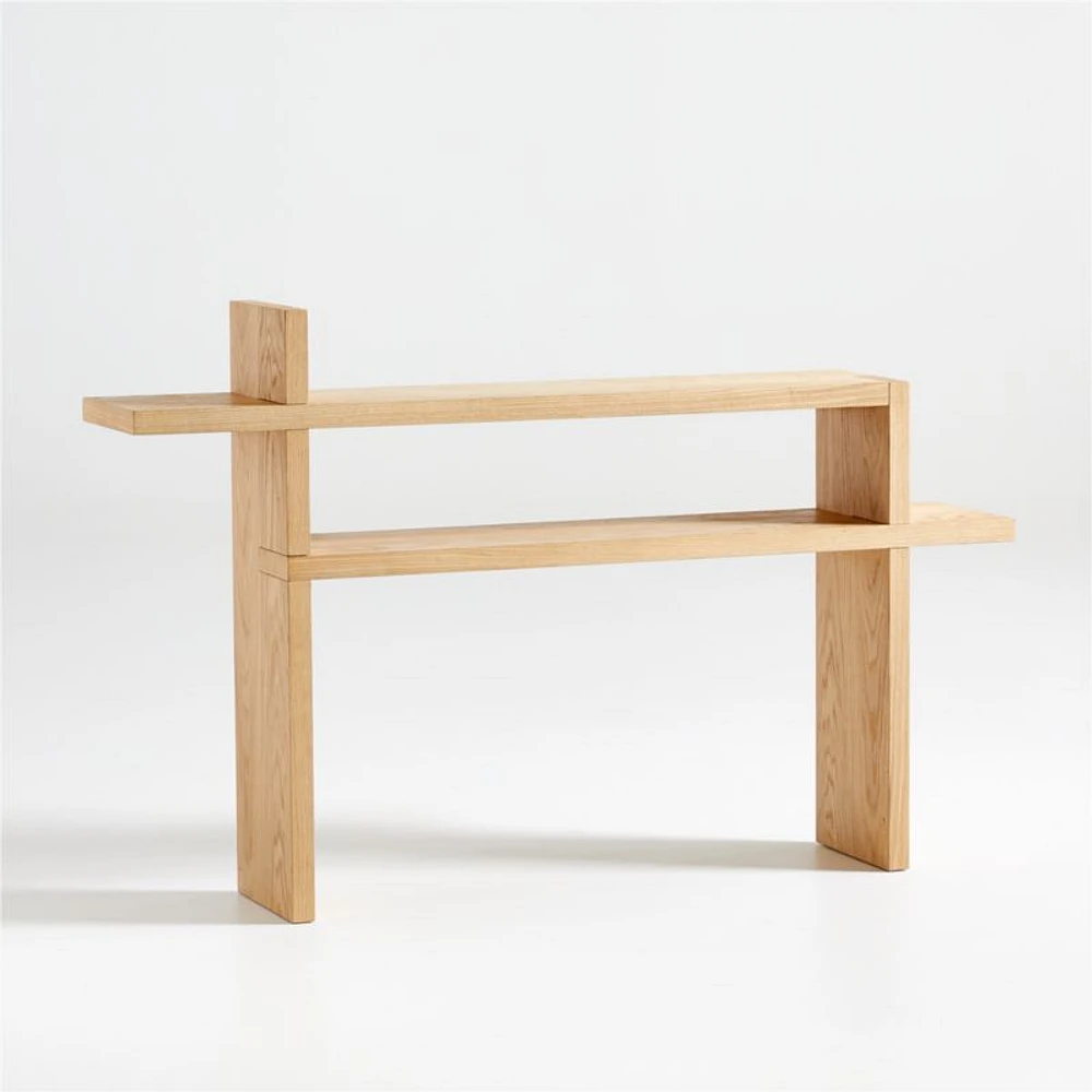 Nash Natural Wood Console Table with Shelf