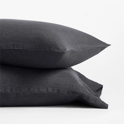 New Natural Hemp Midnight Navy Standard Pillowcases, Set of 2