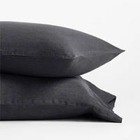 New Natural Hemp Midnight Navy Standard Pillowcases, Set of 2