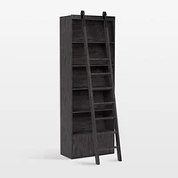 Natasha Dark Chocolate Pine Wood Bookcase with Ladder Set