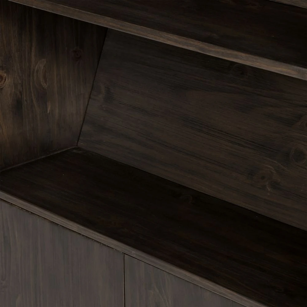 Natasha Dark Chocolate Pine Wood Bookcase with Ladder Set