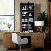 Natasha Dark Chocolate Pine Wood Bookcase with Ladder Set