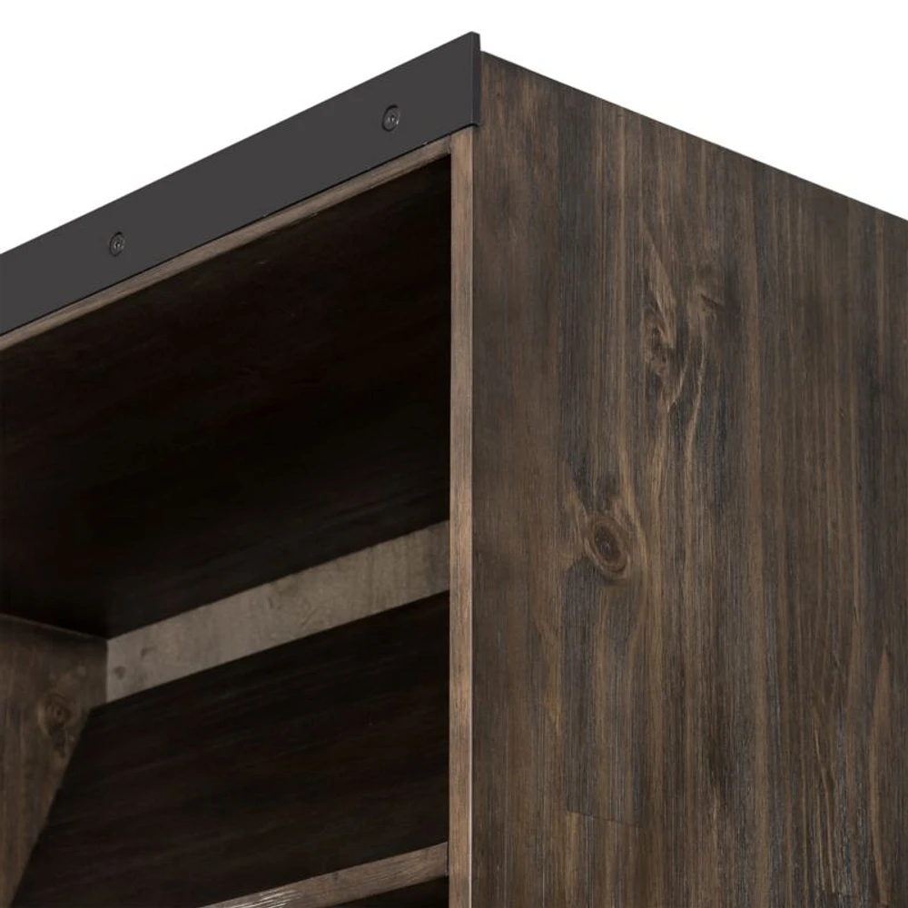 Natasha Dark Chocolate Pine Wood Bookcase with Ladder Set