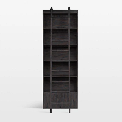 Natasha Dark Chocolate Pine Wood Bookcase with Ladder Set
