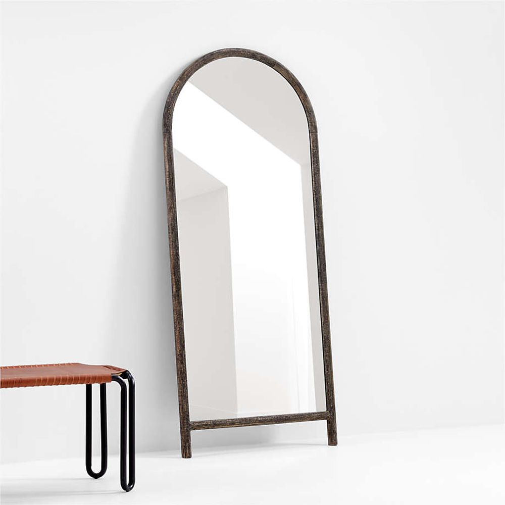 Natia Oak Round Wall Mirror