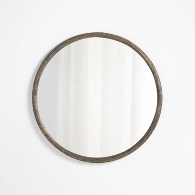Natia Ebonized Oak Round Wall Mirror 36"