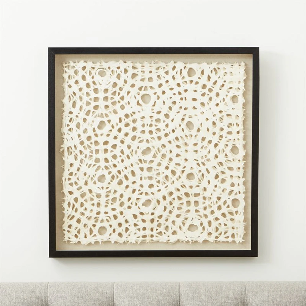 "Natural Circles" Framed Hand-Crafted Paper Wall Art 31.5"x1.8"