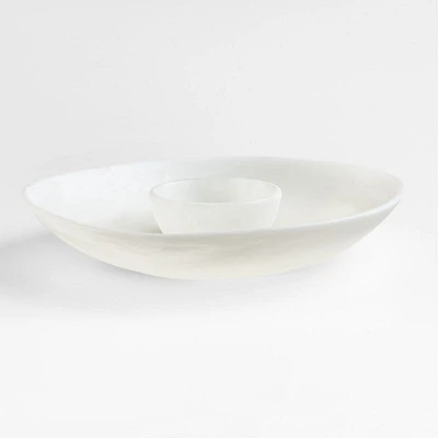 Naya White Resin Chip and Dip Bowl