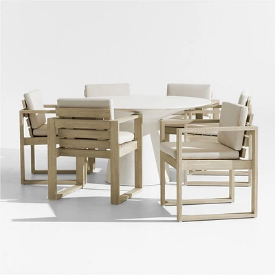 Nayarit Stone/Cement Outdoor Dining Table Set with Mallorca Chairs