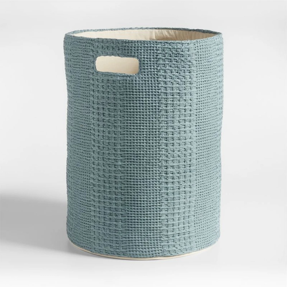 Nella Green Cotton Waffle Weave Kids Hamper with Handles