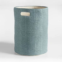 Nella Green Cotton Waffle Weave Kids Hamper with Handles