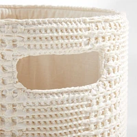 Nella Cream Cotton Waffle Weave Small Shelf Bin with Handles