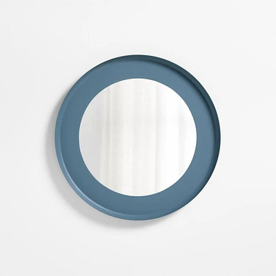 Nello Slate Blue Metal 24" Round Wall Mirror