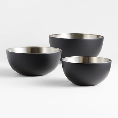 Nera Matte Black Stainless Mixing Bowls, Set of 3
