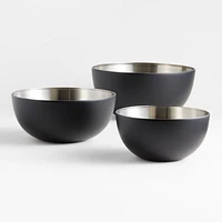 Nera Matte Black Stainless Mixing Bowls, Set of 3
