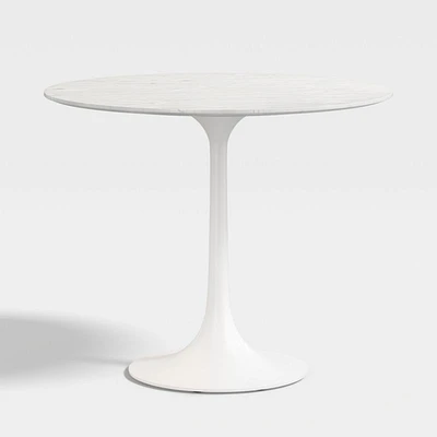 Nero 36" White Marble Dining Table with White Base