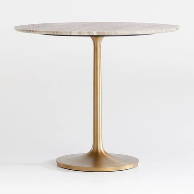 Nero 36" Brown Marble Dining Table with Brass Base