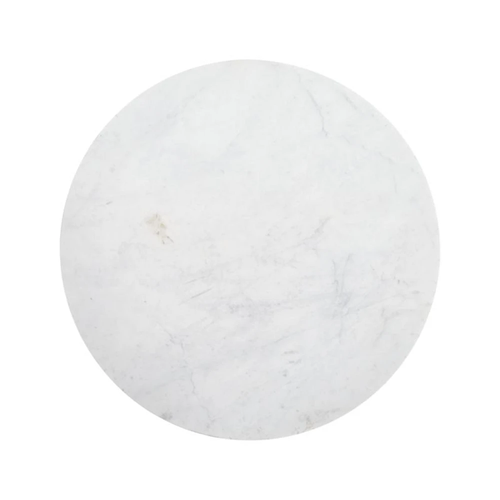 Nero 36" Round White Marble Dining Table with Brass Base