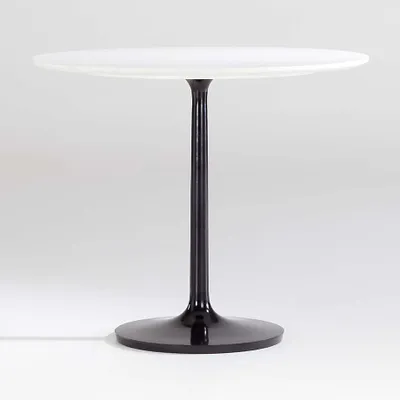 Nero 36" White Marble Dining Table with Matte Black Base