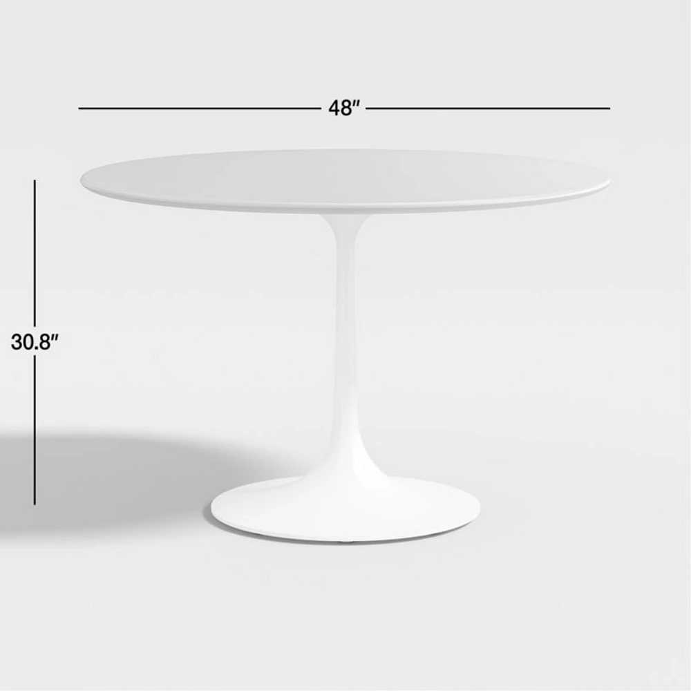Nero 48" Round Concrete Dining Table with White Base