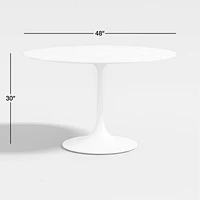 Nero 48" Round White Marble Dining Table with White Base
