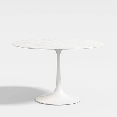 Nero 48" White Marble Dining Table with White Base