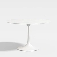 Nero 48" Round White Marble Dining Table with White Base