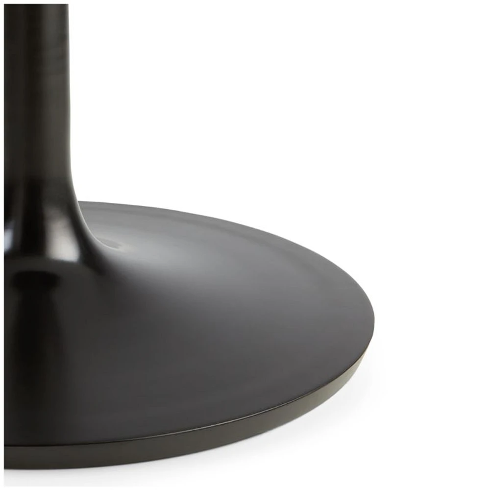 Nero 48" Round White Marble Dining Table with Matte Black Base