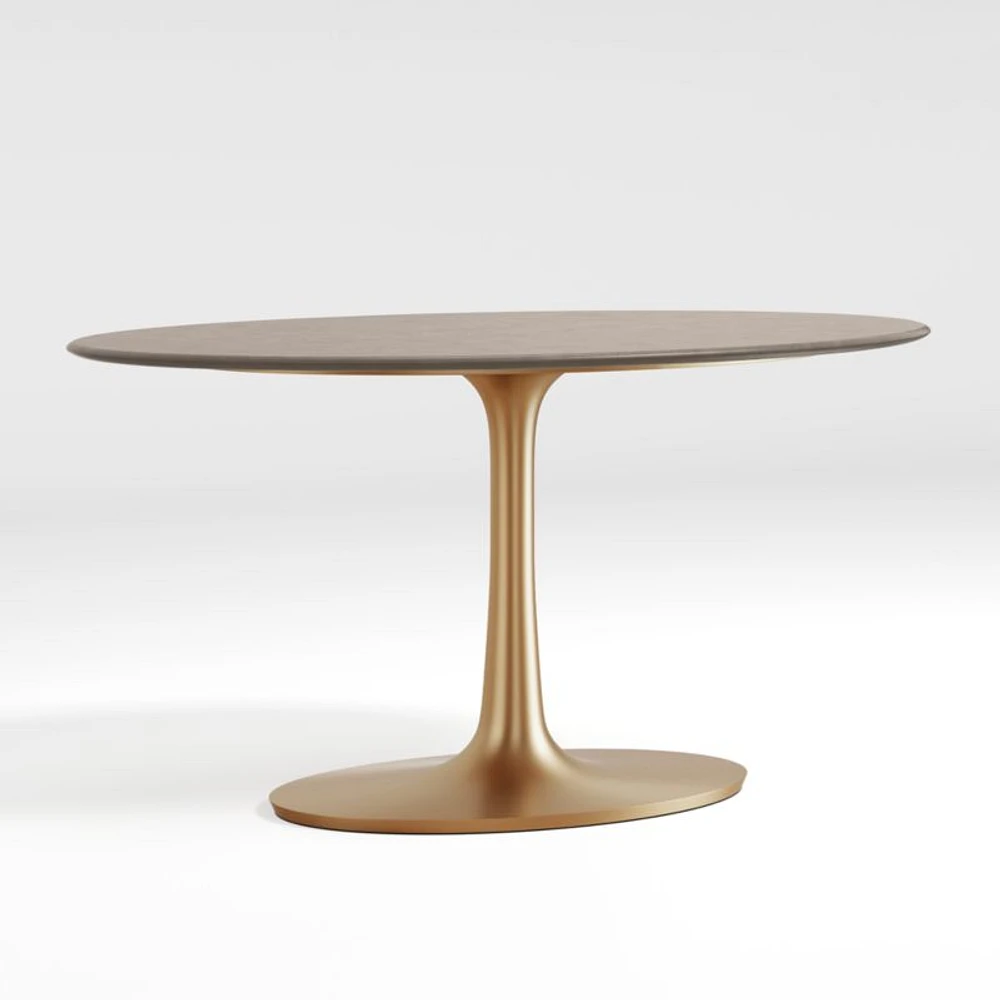 Nero 60" Oval Concrete Dining Table with Brass Base