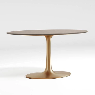 Nero 60" Oval Concrete Dining Table with Brass Base