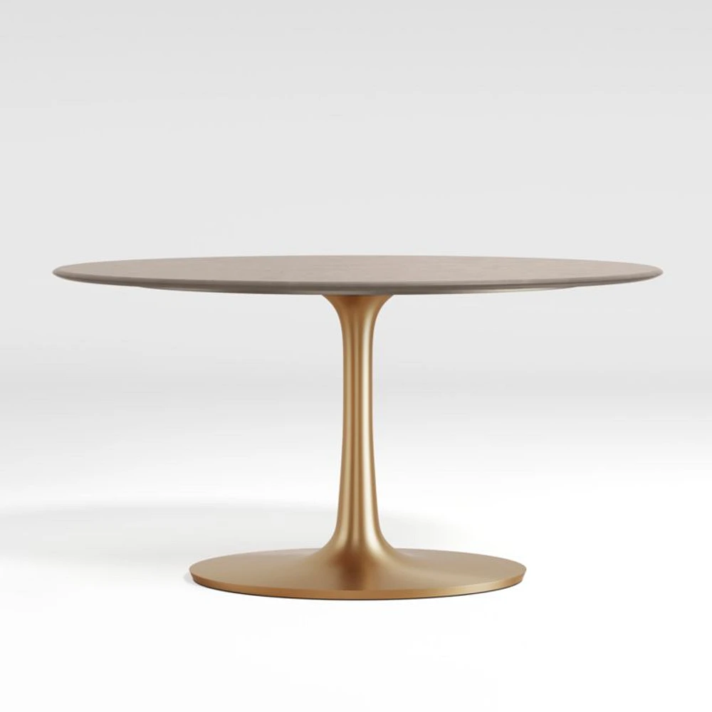 Nero 60" Oval Concrete Dining Table with Brass Base