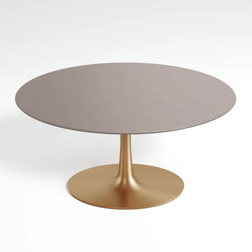 Nero 60" Oval Concrete Dining Table with Brass Base