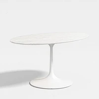 Nero 48" Round White Marble Dining Table with White Base