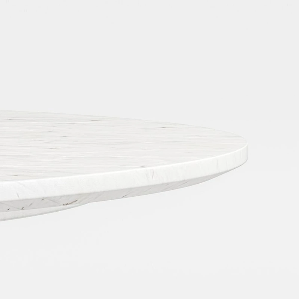 Nero 48" Round White Marble Dining Table with White Base