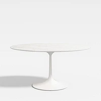 Nero 48" Round White Marble Dining Table with White Base