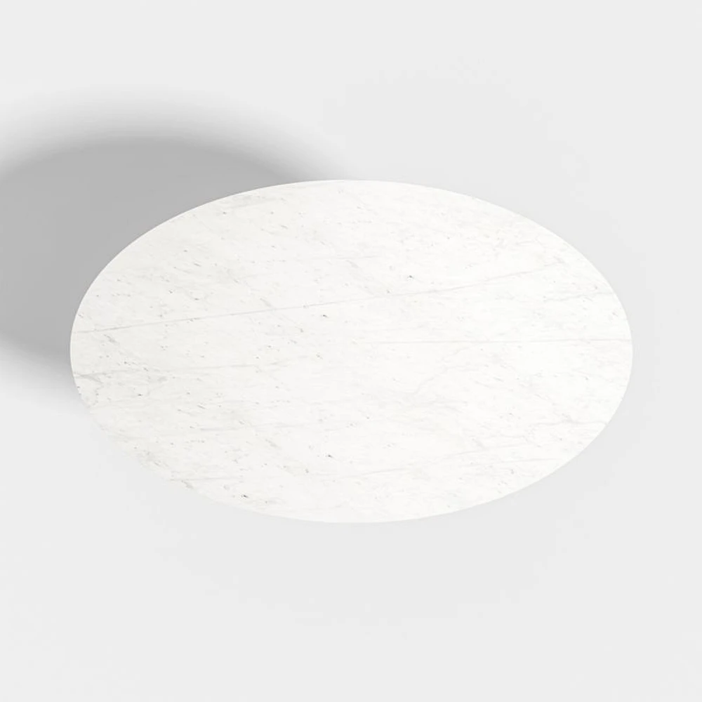 Nero 48" Round White Marble Dining Table with White Base