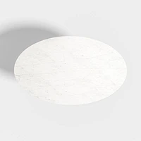 Nero 48" Round White Marble Dining Table with White Base