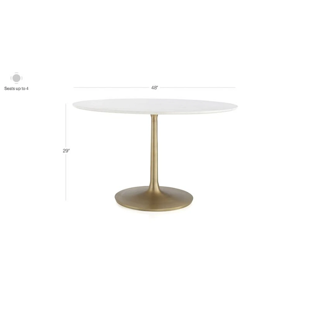 Nero 48" Round White Marble Dining Table with Matte Black Base