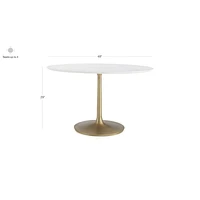 Nero 48" Round White Marble Dining Table with Matte Black Base