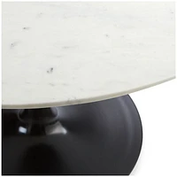 Nero 48" Round White Marble Dining Table with Matte Black Base